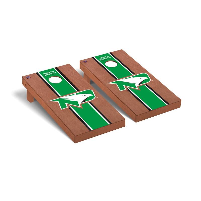North Dakota UND Fighting Hawks Cornhole Board Set - Rosewood Stripe Version