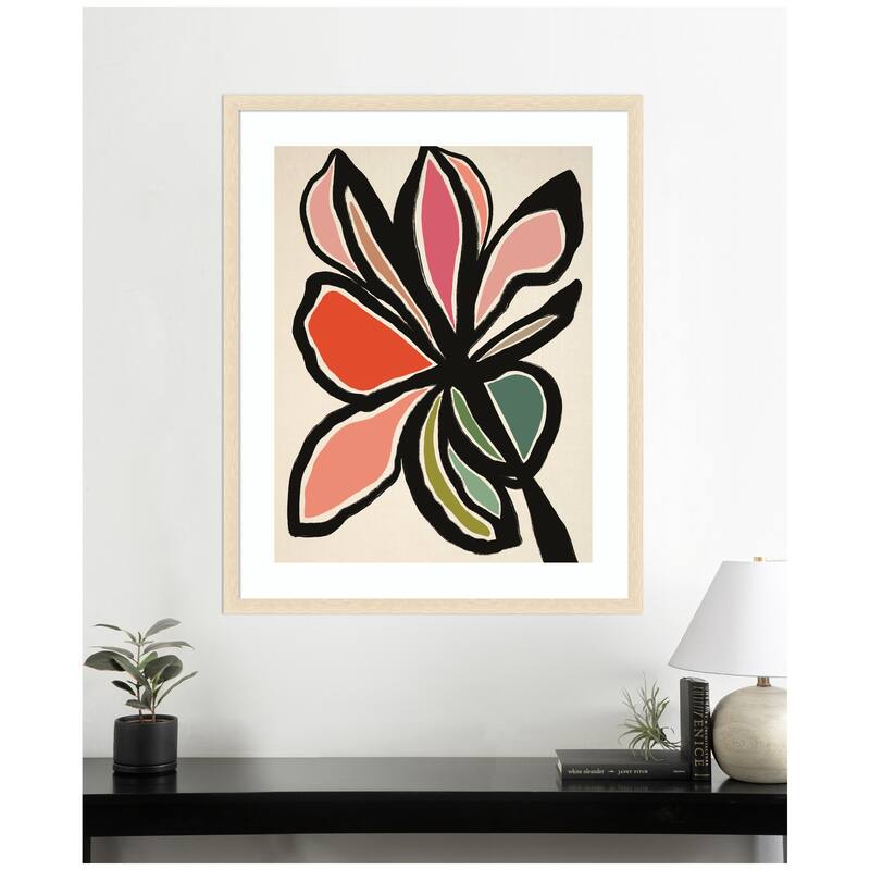 Kate and Laurel Framed Art Midnight Floral 1 by Alicia Bock