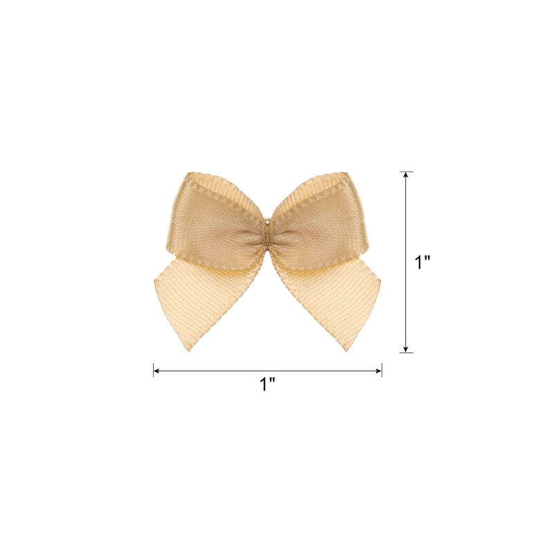 Mini Ribbon Bow 1" Mini Fabric Satin Ribbon Flower Bows for Craft DIY - Gold - 150Pcs