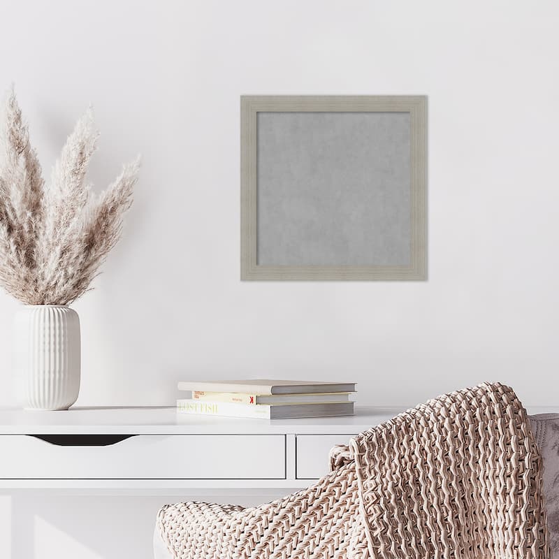 Amanti Art Woodgrain Stripe Grey Framed Magnetic Board