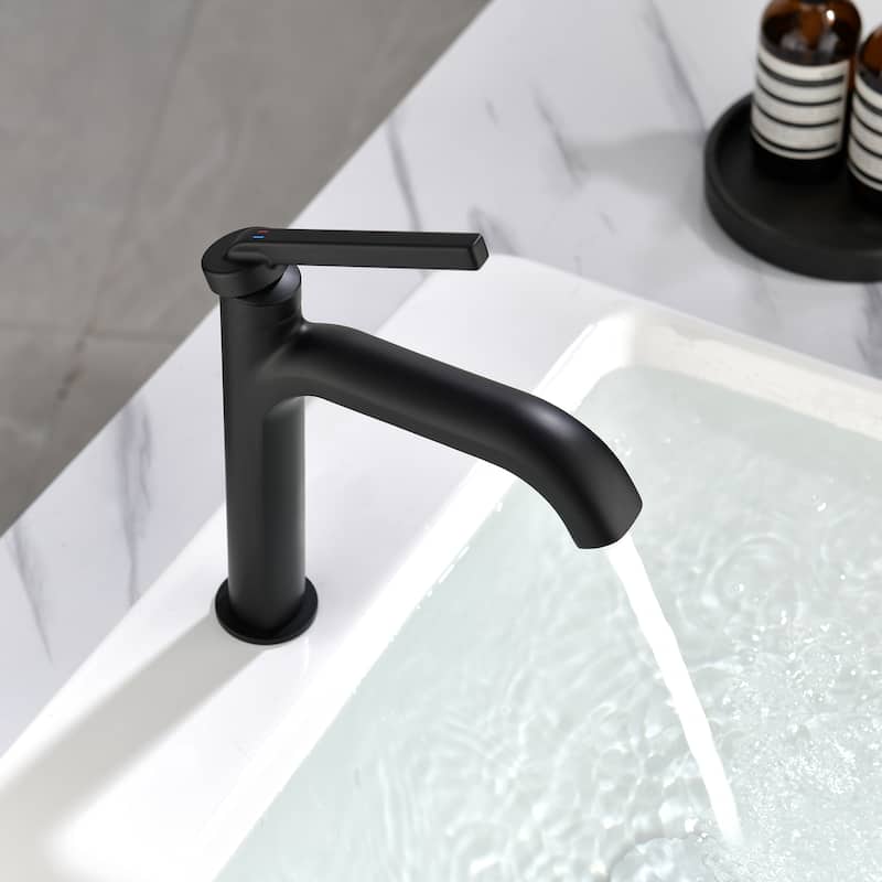 9-12" H Solid Brass Single Handle Bathroom Sink Faucet