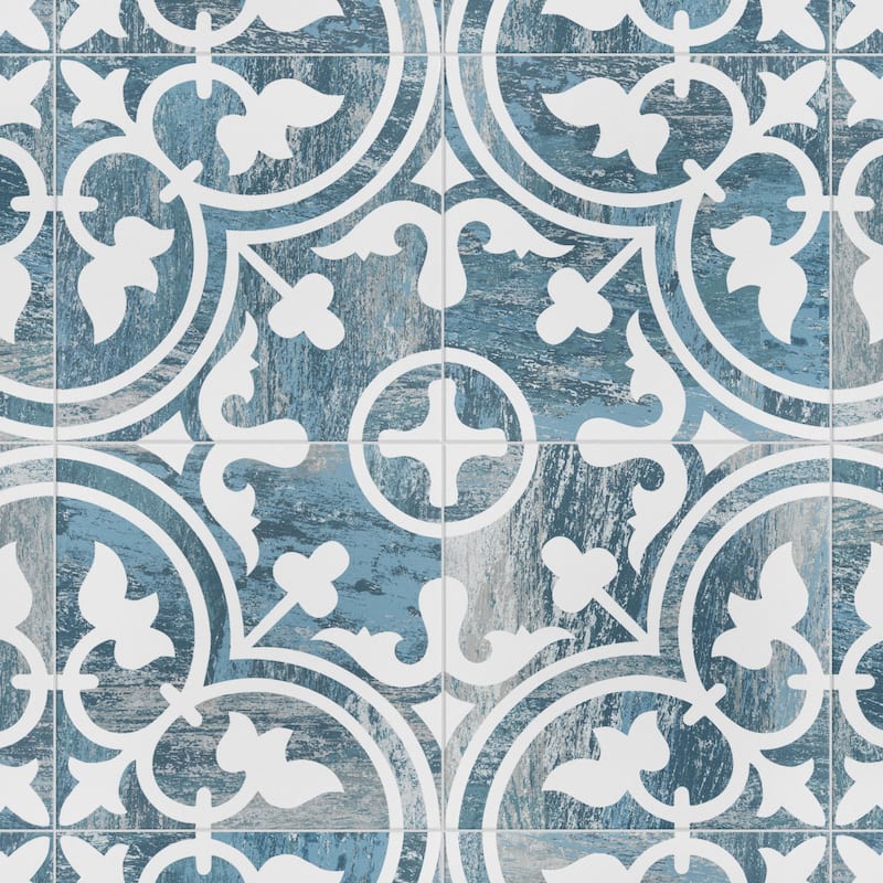 Merola Tile Cassis Arte Blue Day 9-3/4" x 9-3/4" Porcelain Floor and Wall Tile