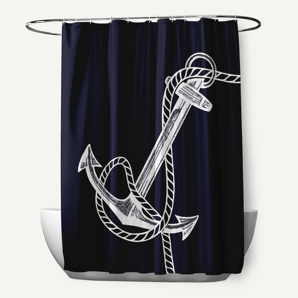 71 x 74-inch Anchored Geometric Print Shower Curtain