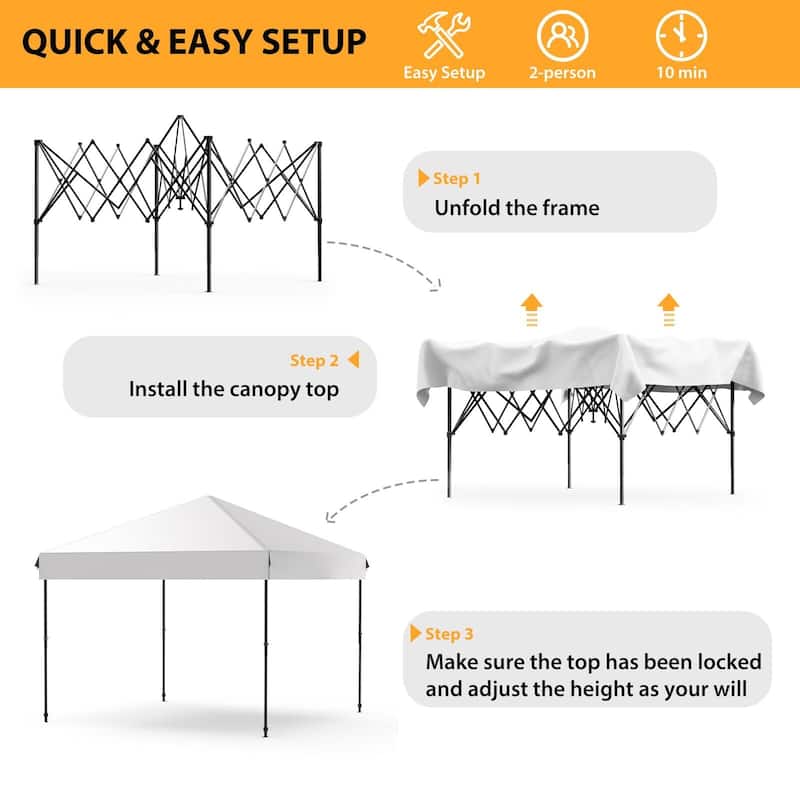 10' x 10'， 10'x 20' Pop Up Canopy