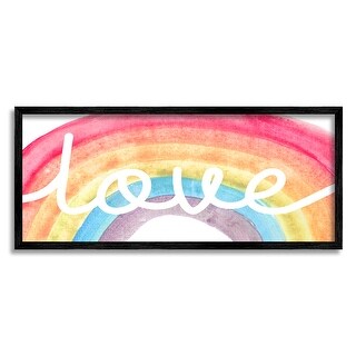 Stupell Love Script Typography over Soft Watercolor Rainbow Framed Wall ...