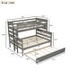 preview thumbnail 6 of 10, Wood Twin over Full Bunk Bed wFull-length Guardrail & Trundle for Kids Bedroom, Wood Bed Frame Convertible Twin Size Trundle Bed