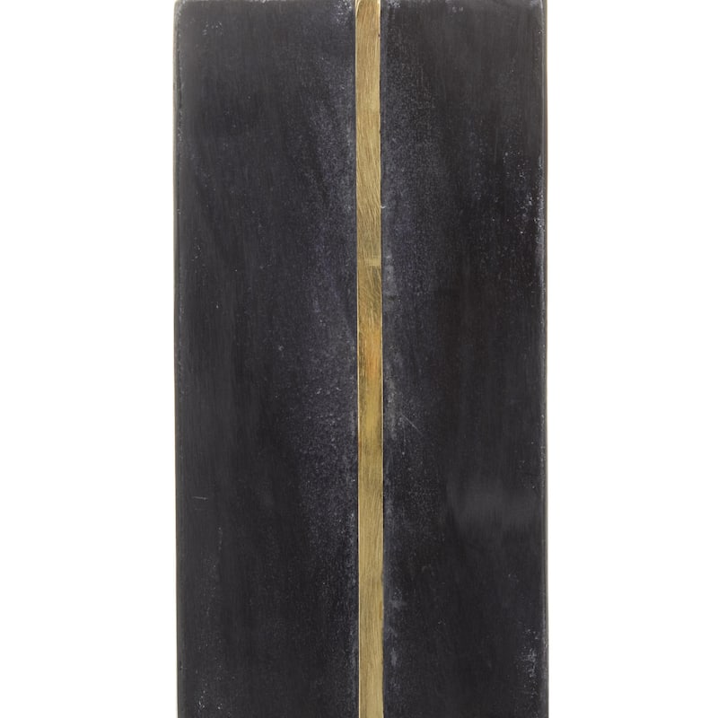 Marble Geometric Block 6 lbs Decorative Bookends with Gold Inlay - Set of 2 White or Black - CosmoLiving by Cosmopolitan