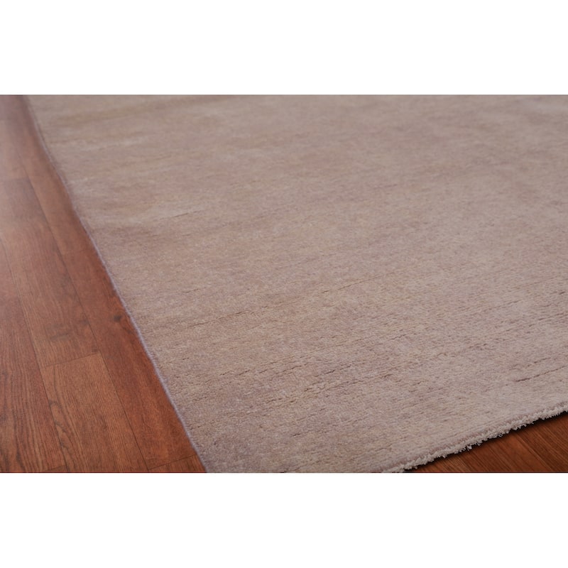 Hand Knotted Oriental 100% Wool Carpet Modern Solid Pink Gabbeh Area Rug - 13' 0'' X 10' 0''