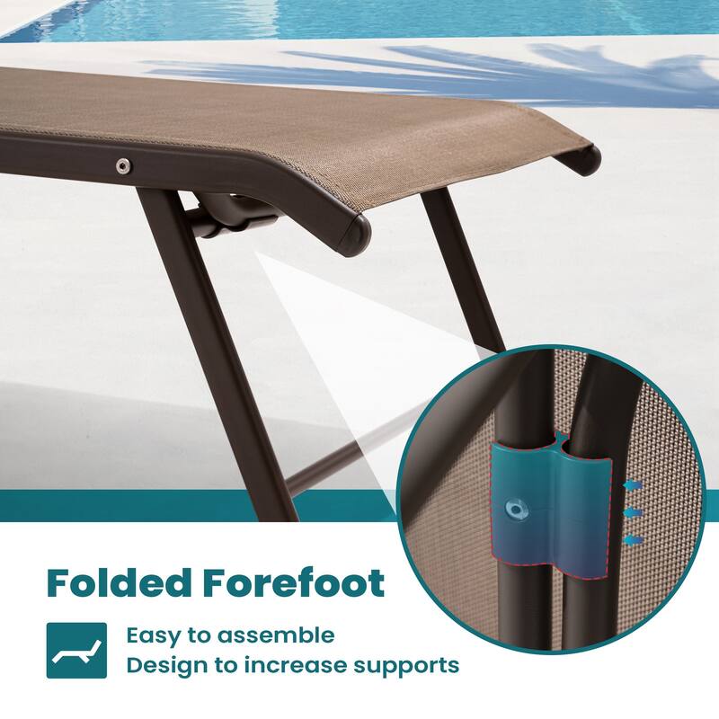 Pellebant 2/4PCS Outdoor Lounge Chair Aluminum with Adjustable Backrest
