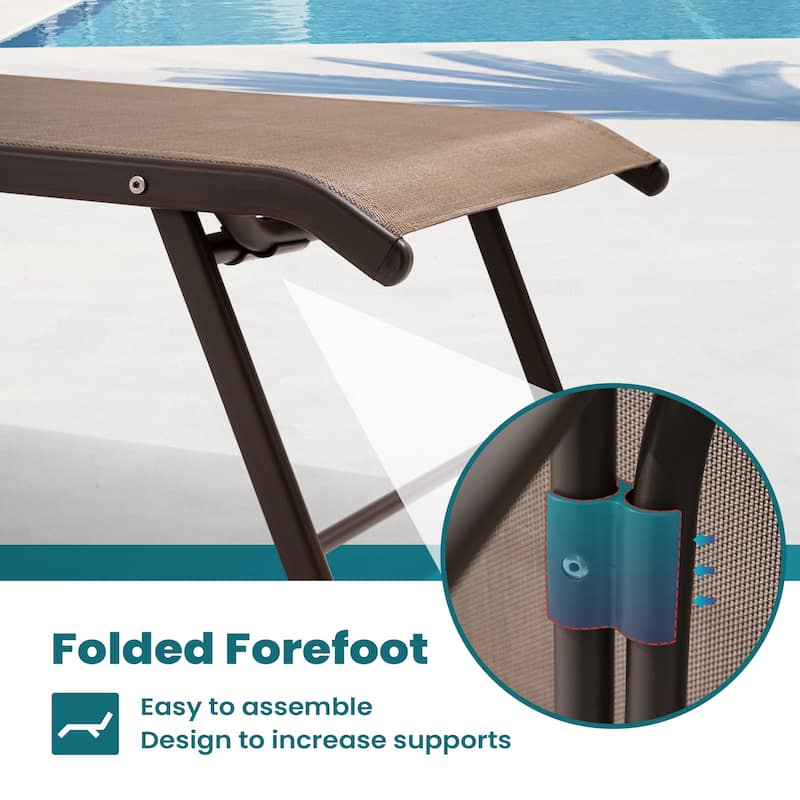 Pellebant Outdoor Lounge Chair Aluminum Adjustable Backrest with side table