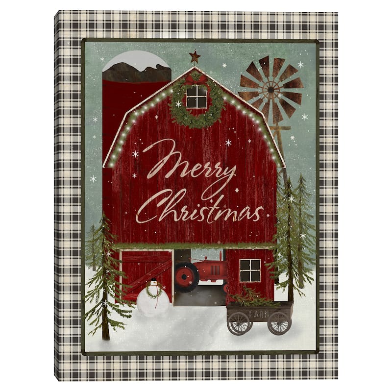 Christmas Farm Barn Canvas Art Print