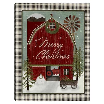 Christmas Farm Barn Canvas Art Print
