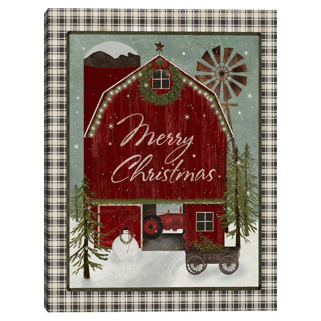 Christmas Farm Barn Canvas Art Print