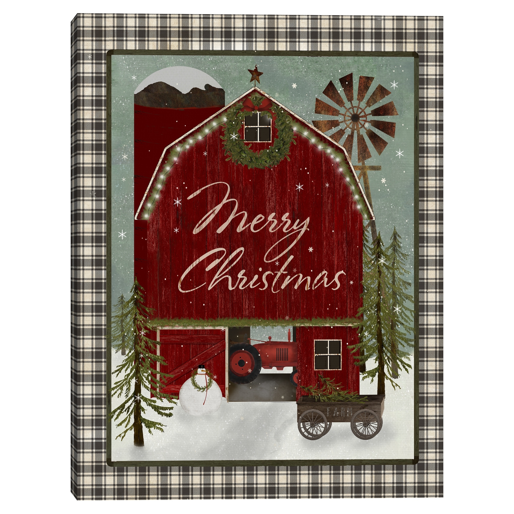 Christmas Farm Barn Canvas Art Print