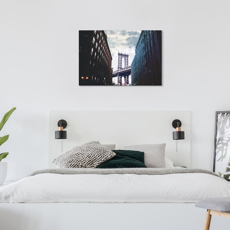 Wynwood Studio Canvas Architecture and Buildings Dumbo Brooklyn Blue and Modern & Contemporary Wall Art Canvas Print - 24 x 36