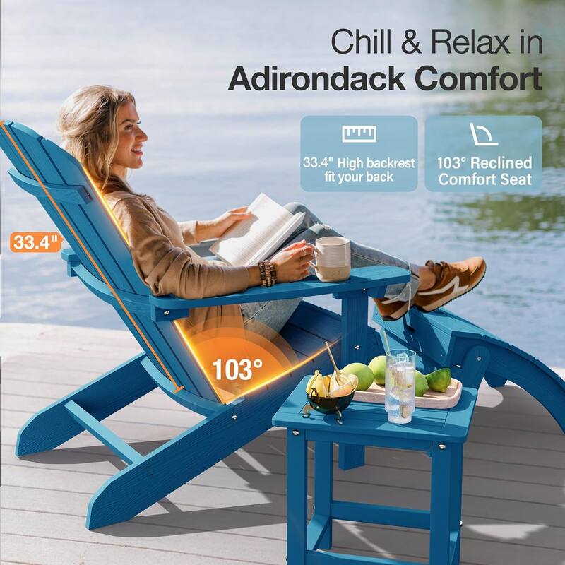 WINSOON All Weather HIPS Outdoor Plastic Adirondack Chairs Set of 4