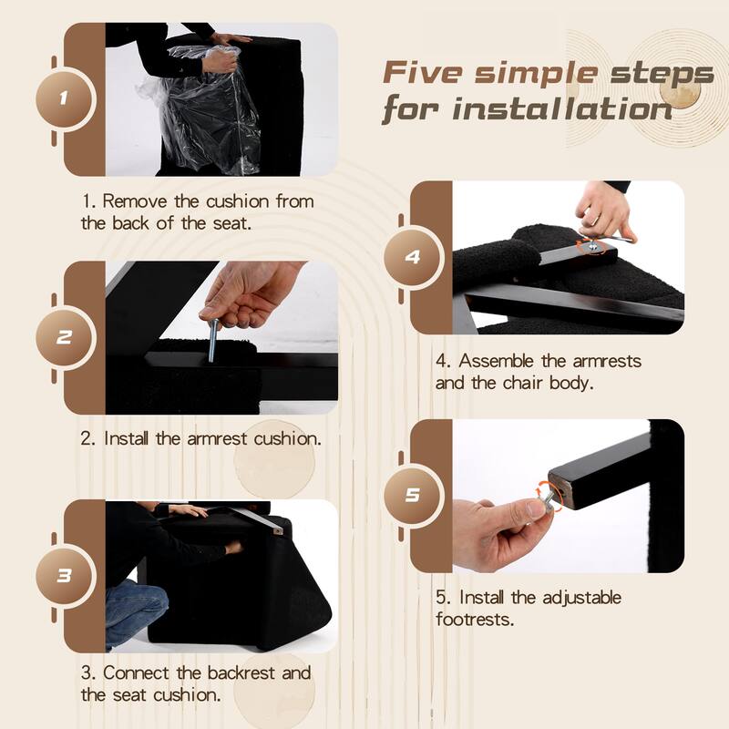 Mid Century Modern Accent Chair, Solid Wood Upholstered Armchair with Wide Backrest and Thick Cushion