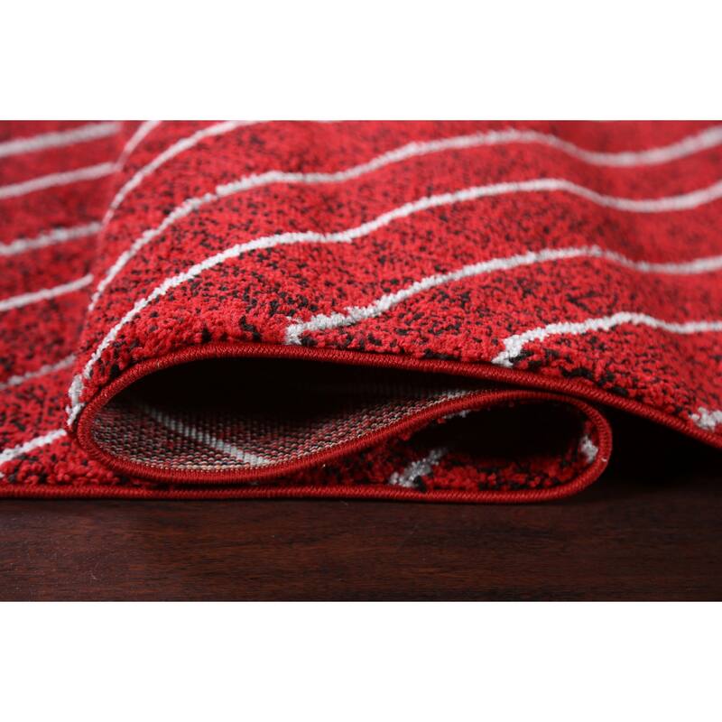 Red Chevron Style Transitional Oriental Turkish Rug Modern Carpet