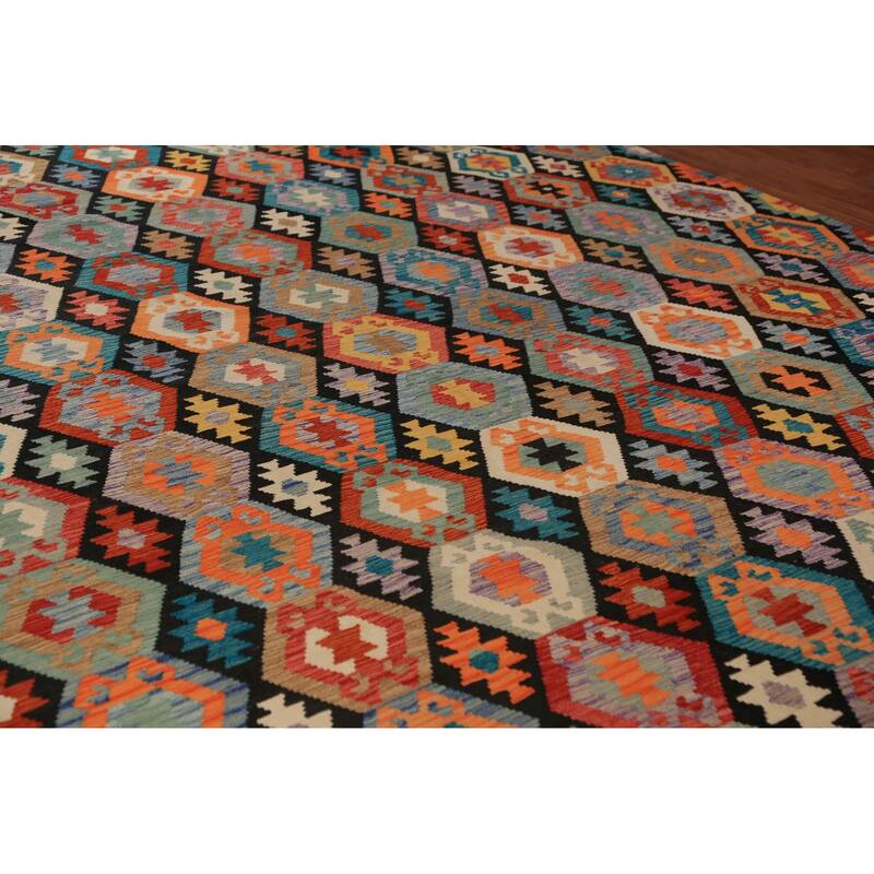 All-Over Kilim Oriental Large Rug Flatweave Wool Carpet - 10'4"x 15'10"