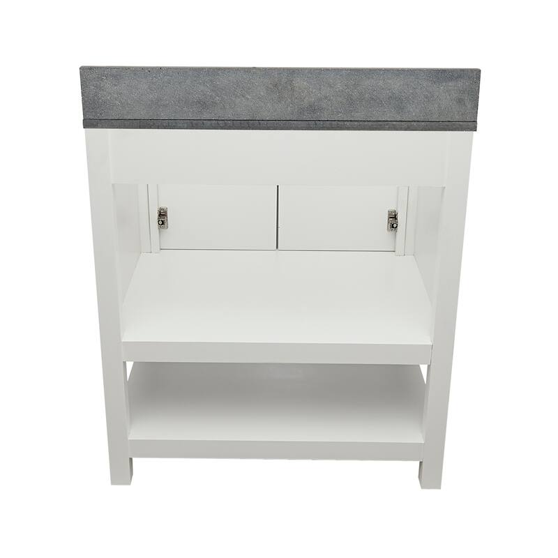 Taos 31" Bathroom Vanity with Cultured Marble Vanity Top Sink in White with White Basin
