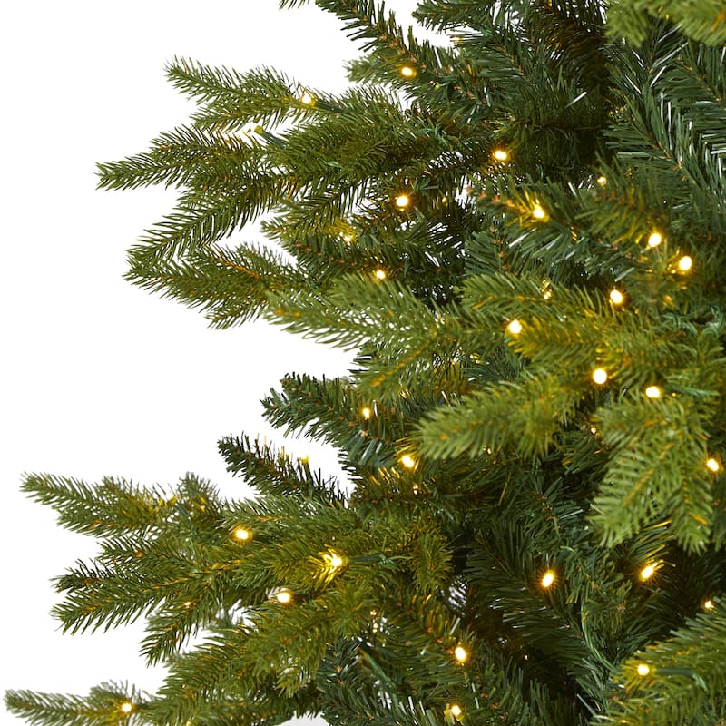 10 Ft Christmas Tree with Lights - Holiday Decor Fir Look Artificial Tree 120 Inch Tall - Green