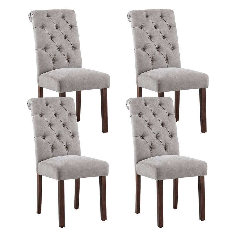 Tufted Parsons Dining Chairs - Velvet-Like Upholstery & Padded Seats for Kitchen & Dining Room