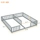 preview thumbnail 2 of 32, Double Twin Floor Bed with Fence, Guardrails,Without Door
