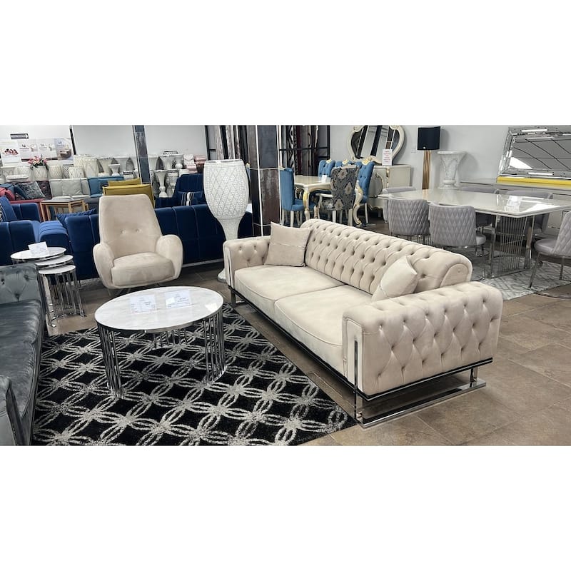 Rolex Modern Comfortable 3 Seat Sofa For Living Room - Cream