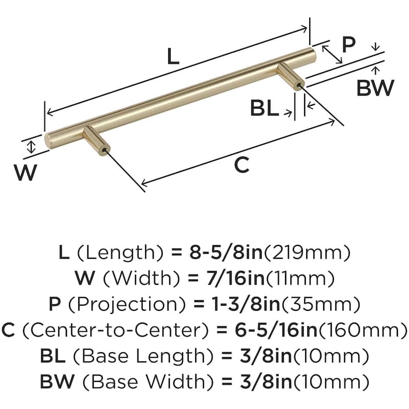 Amerock BP40520 Bar Pulls 6-5/16" Center to Center Bar Cabinet Pull