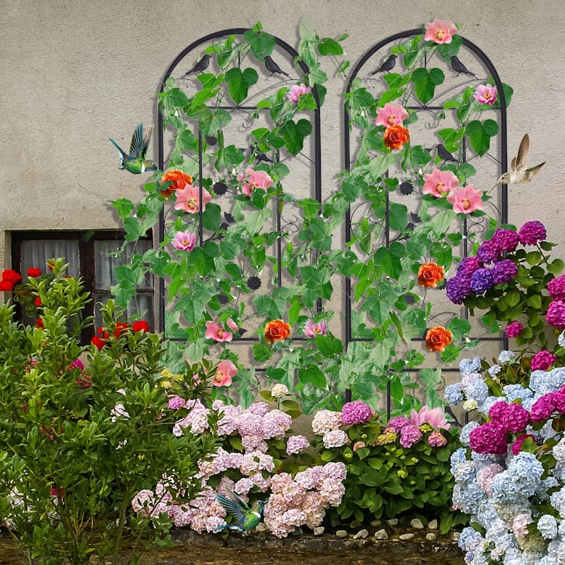 Tall Decorative Garden Fences Metal Garden Trellis Climbing (Set of 2) - 19.7x82.7 inch
