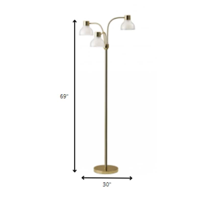 Metal Tree Floor Lamp with 3 Lights Bowl Shade and Switch Rotary Socket - 30” x 30” x 69” (D x W x H)