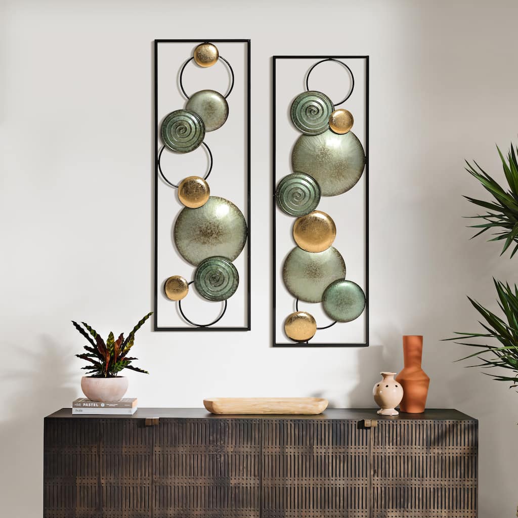 Modern Gold and Green Metal Wall Decor (Set of 2)