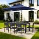 Option Set of 11 - Black Table with Navy Blue Umbrella