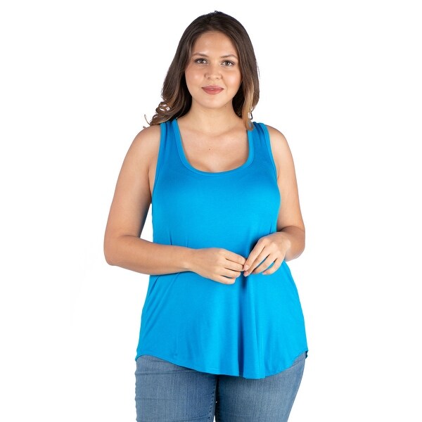 24seven Comfort Apparel Round Hemline Plus Size Razorback Tank Top. Opens flyout.