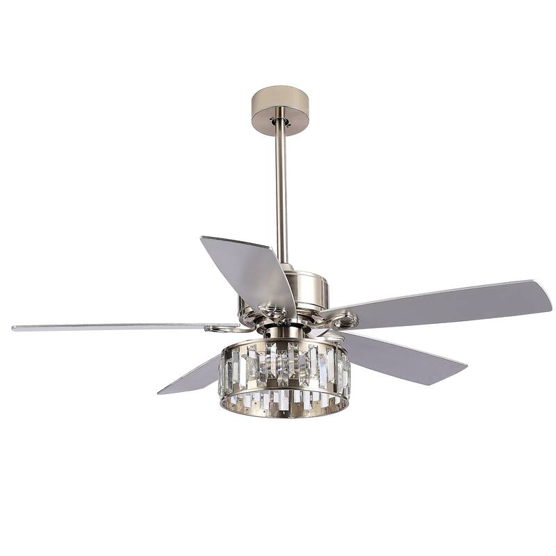 52" Crystal Chandelier 5-Blade Ceiling Fan with Light Kit and Remote