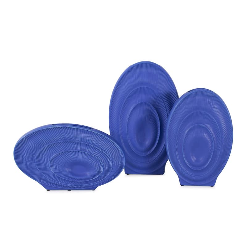 Allan Andrews Radiant Blue Ribbed Ceramic Vase Collection