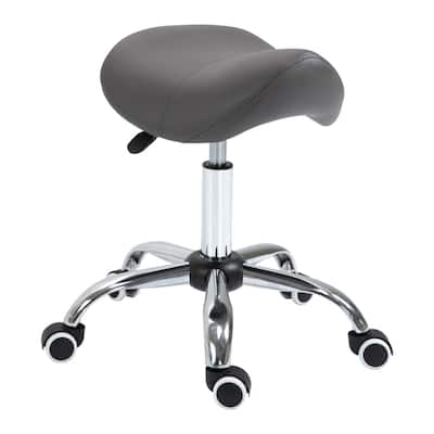Adjustable Dark Grey Salon Stool with Premium Faux Leather Ergonomic Design for Beauty Tattoo Medical and Office Use