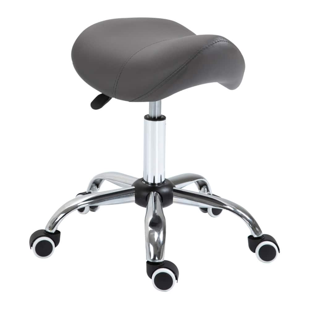 Adjustable Dark Grey Salon Stool with Premium Faux Leather Ergonomic Design for Beauty Tattoo Medical and Office Use