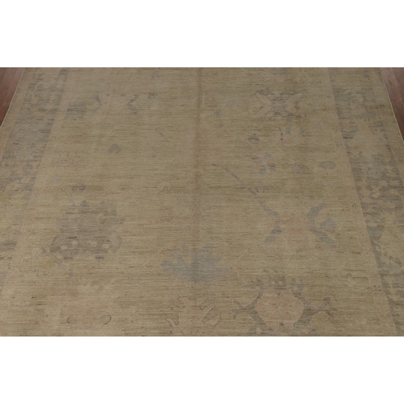 Hand Knotted Oriental 100% Wool Carpet Transitional All-Over Beige & Ivories Oushak Area Rug - 11' 11'' X 9' 5''