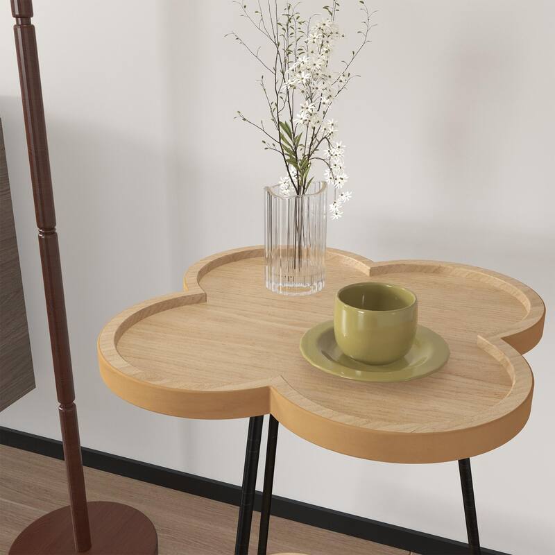 Modern Double-Layer Creative Petal Coffee Table, Round Side Table with Multifunctional Storage Space, for Living Room