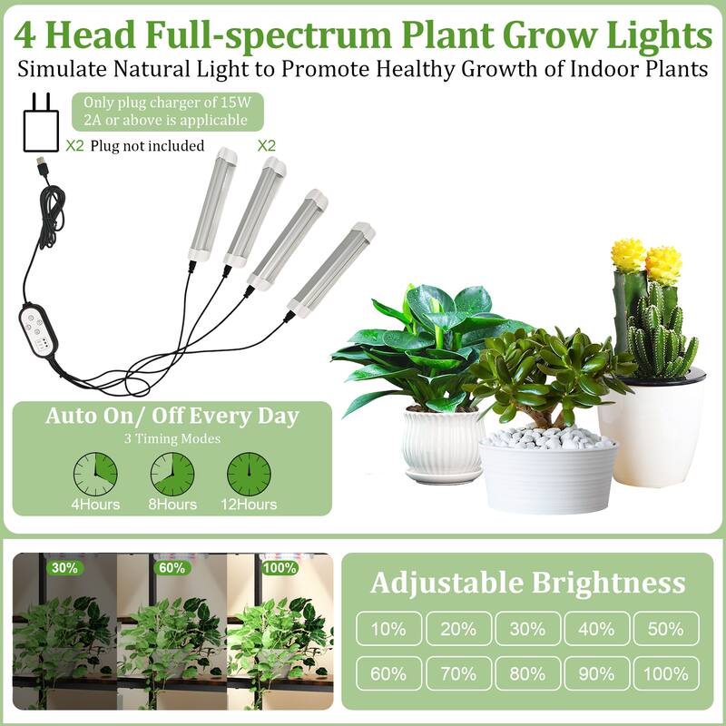 70" Tall Indoor LED Plant Rack Shelf Flower Stand with Plant Grow Lights Half-Moon Shape