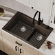 preview thumbnail 3 of 59, Karran 33" Top Mount Large/Small Bowl Quartz Kitchen Sink Kit - 33" x 22" x 9"