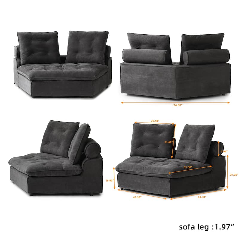 Stupendous Miami Modular Sofa Down Filled Curved Cloud Sectional Sofa 4 Seater with Ottoman