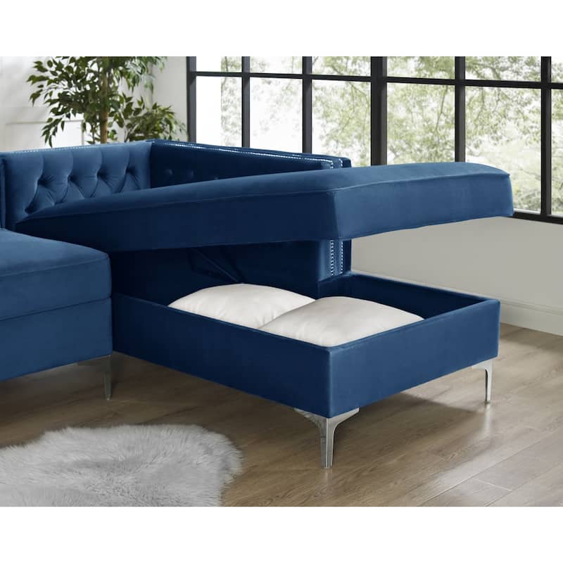 Dante Velvet Chaise Sectional Sofa