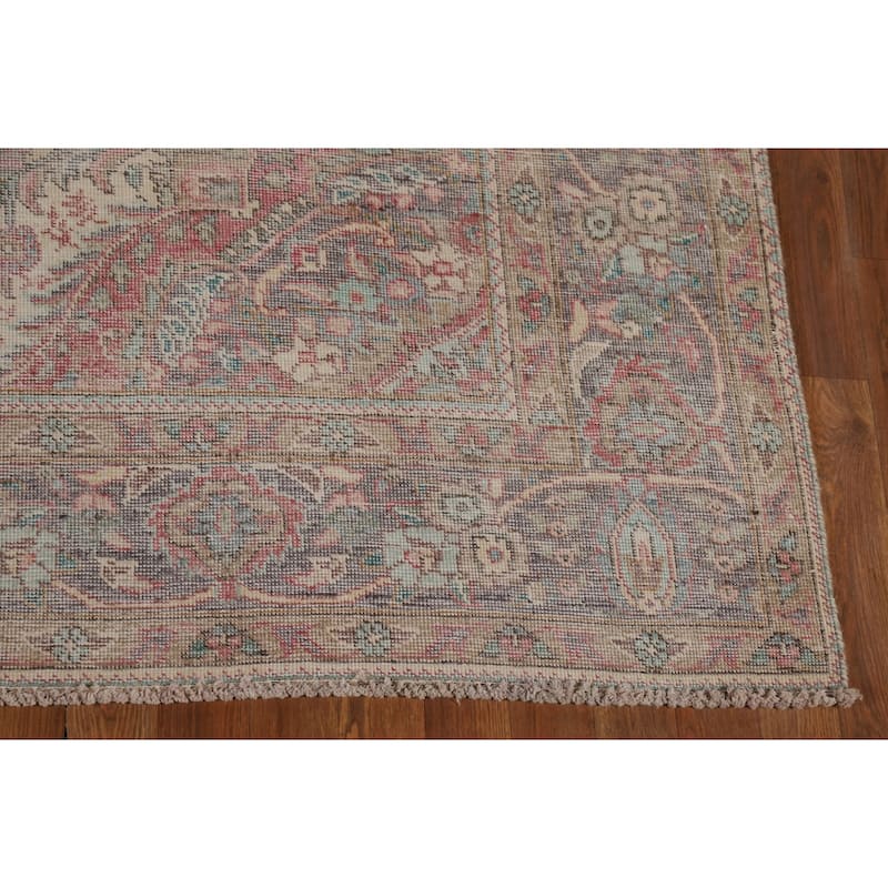 Tabriz Persian Vintage Area Rug Hand-Knotted Medallion Wool Carpet - 6'9" x 9'3"