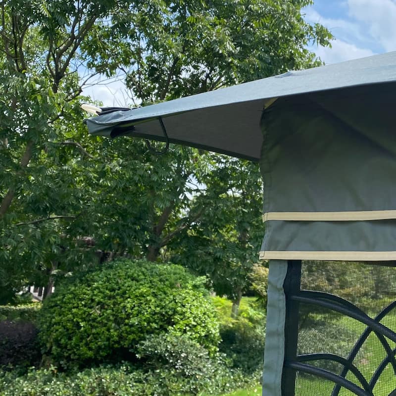 13x10 Outdoor Patio Gazebo Canopy Tent, Heavy Duty Gazebos with Ventilated Double Roof, Mosquito Netting & Privacy Screens