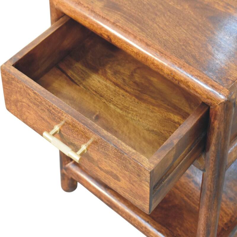 HomeRoots 20" Chestnut Solid Wood Square One Drawer Nightstand