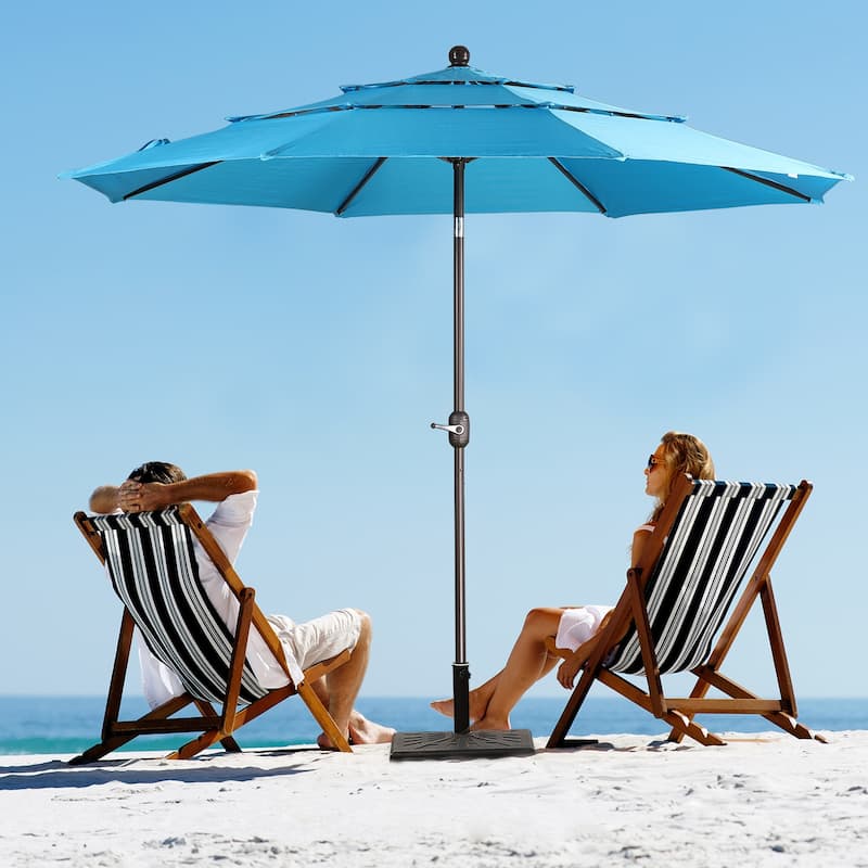 Aoodor Patio Umbrella 10 ft. for Dining Table Outdoor Market Yard Use 3 Tier Ventilation (Umbrella only)