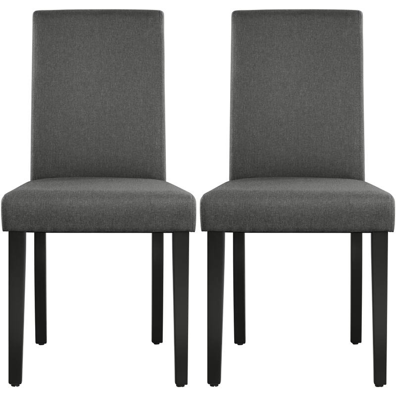 Yaheetech Set of 2 Modern Fabric Upholstered Dining Chairs with Solid Wood Legs