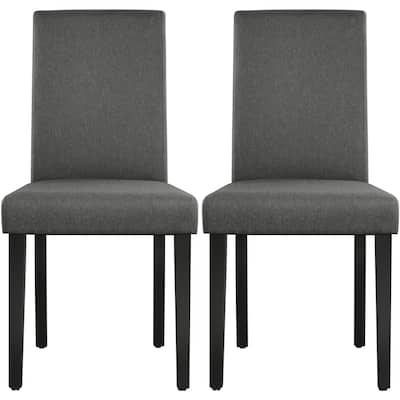 Yaheetech Set of 2 Modern Fabric Upholstered Dining Chairs with Solid Wood Legs
